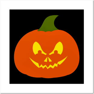 Halloween Cheerful Lively Friendly Pumpkin Face Posters and Art